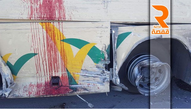 حادث تصادم حافلة مع شاحنة فسفاط في طريق المتلوّي_حافلة نقل الركاب_24-03-2016